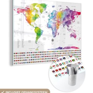 MuchoWow® Glasschilderij 160×120 cm – Peinture acrylique sur verre – Wereldkaart – Aquarelle – Arc-en-ciel – Drapeau – Photo sur verre – Peintures MuchoWow® Glasschilderij 160×120 cm – Peinture acrylique sur verre – Wereldkaart – Aquarelle – Arc-en-ciel – Drapeau – Photo sur verre – Peintures