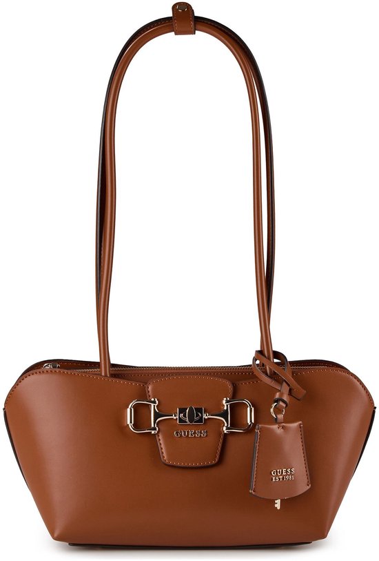 GUESS sac à épaule Janie Shoulder Satchel Bag Cognac brun