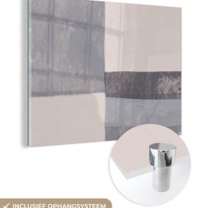 MuchoWow® Peinture sur verre 40×30 cm – Peinture sur verre acrylique – Géométrie – Formes – Grijs – Cube – Photo sur verre – Peintures