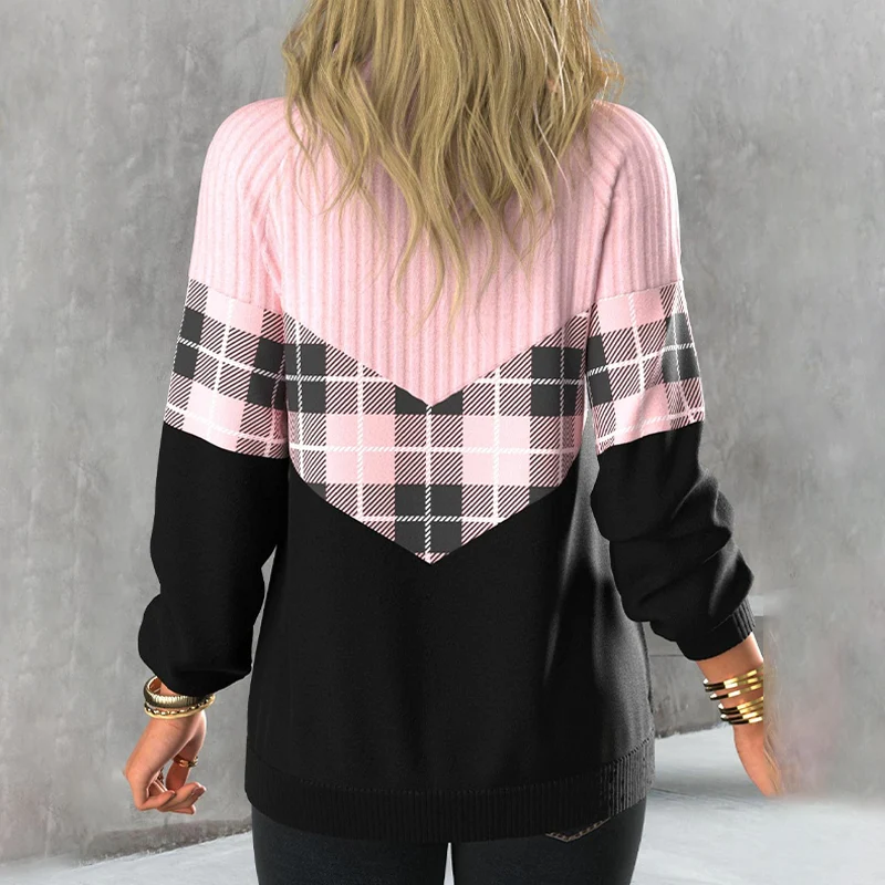Pull Rose Pâle avec Col et Fermeture Éclair – Image 3