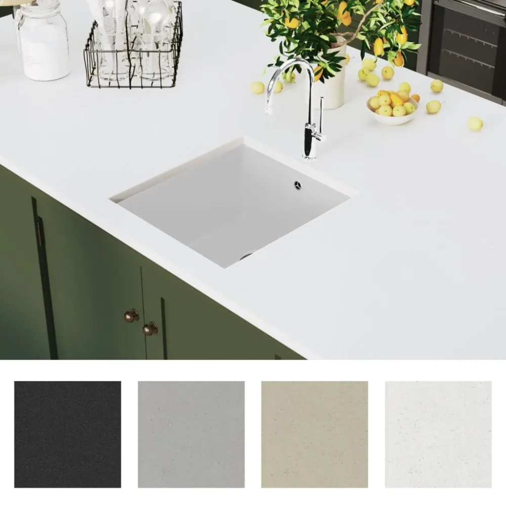 Granite Kitchen Sink Single Basin White – Image 3