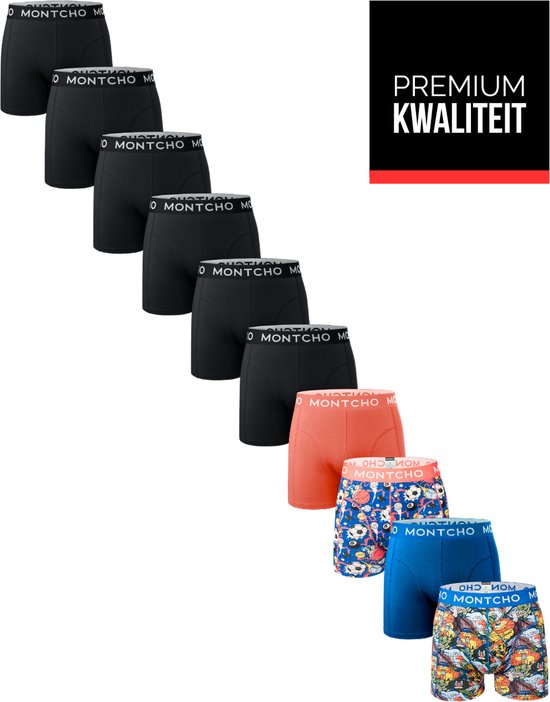 MONTCHO - Série Dazzle - Boxers pour hommes - Sous-vêtements hommes - Boxers Sous-vêtements - Série imprimée - Lot de 10 - Tailles : (S - XXL)