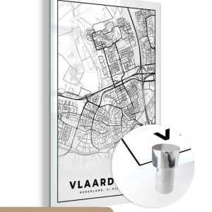 MuchoWow® Peinture sur verre 60×90 cm – Peinture sur verre acrylique – Carte – Vlaardingen – Zwart – Wit – Photo sur verre – Peintures MuchoWow® Peinture sur verre 60×90 cm – Peinture sur verre acrylique – Carte – Vlaardingen – Zwart – Wit – Photo sur verre – Peintures