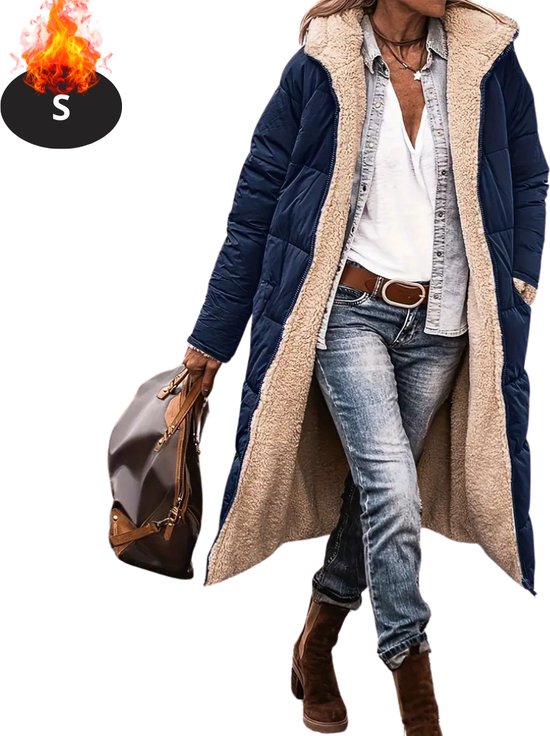 Manteau d'hiver Livano - Parka - Femme - Hiver - Manteau - Adulte - Élégant - Bleu marine - S