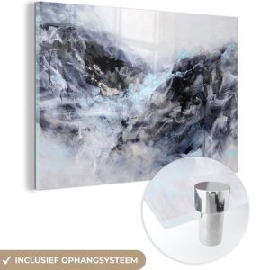 MuchoWow® Peinture sur verre 150×100 cm – Peinture sur verre acrylique – Zwart – Wit – Peinture – Abstrait – Photo sur verre – Peintures MuchoWow® Peinture sur verre 150×100 cm – Peinture sur verre acrylique – Zwart – Wit – Peinture – Abstrait – Photo sur verre – Peintures