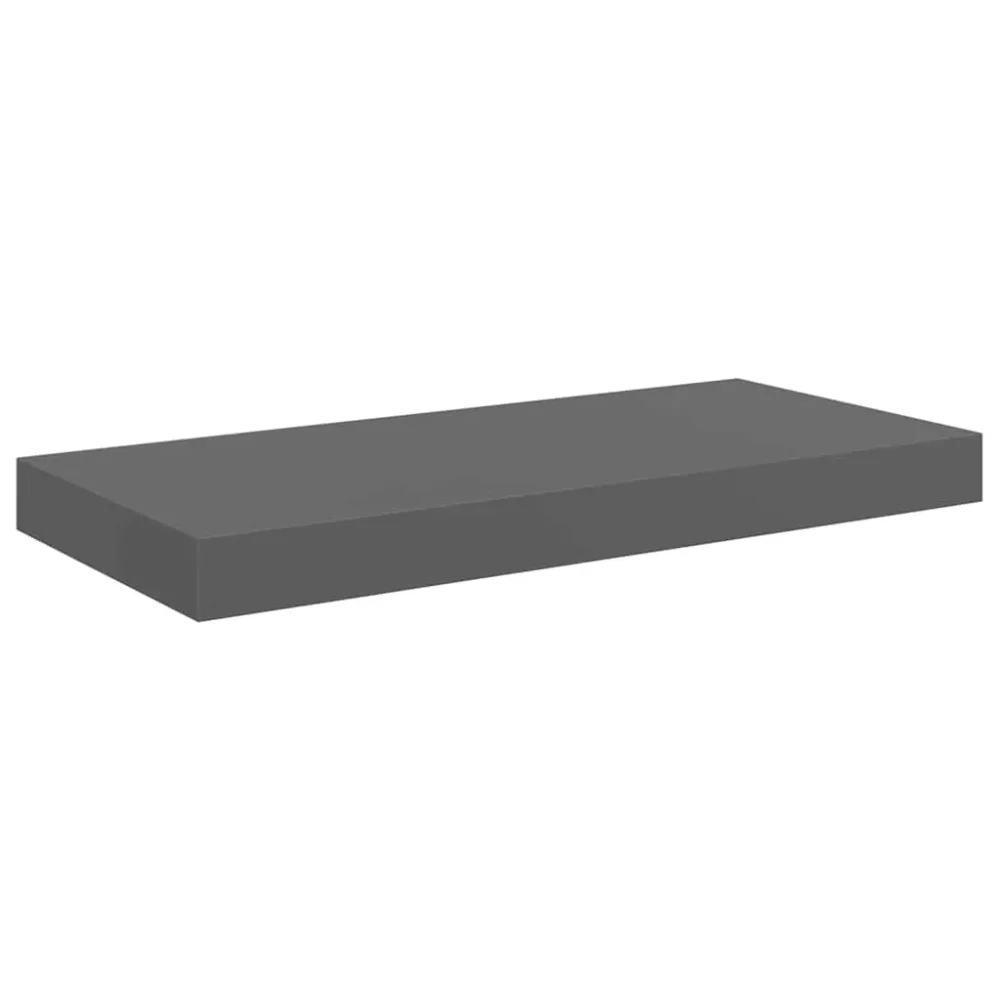 Floating Wall Shelf High Gloss Grey 50x23x3.8 cm MDF – Image 2