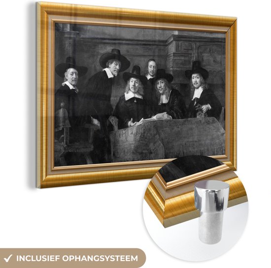 MuchoWow® Peinture sur verre 60x40 cm - Peinture sur verre acrylique - Art - Van Rijn - Cadres - Or - Photo sur verre - Peintures