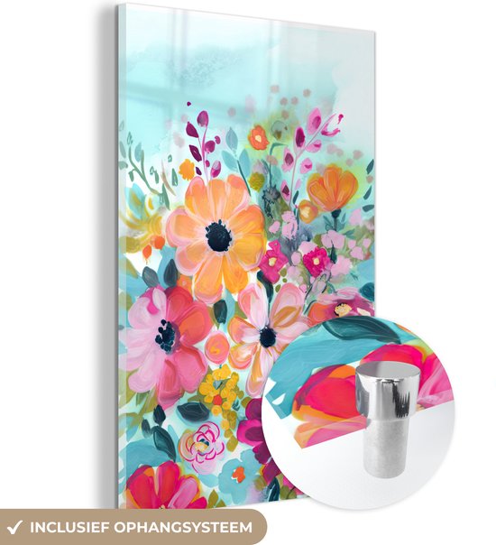 MuchoWow® Peinture sur verre 40x60 cm - Peinture sur verre acrylique - Fleurs - Peinture - Nature - Botanique - Photo sur verre - Peintures