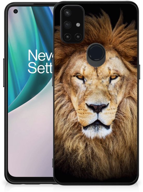 Housses à la mode Personnalisez Super comme cadeau de Vaderdag Coque OnePlus Nord N10 5G avec Black Edge Lion