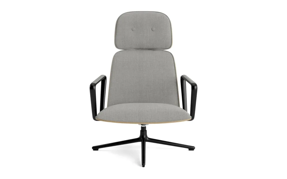 Pad Lounge-Sessel hoch mit Drehgestell und Kippfunktion Schwarz Alu Eiche/Remix – Image 2