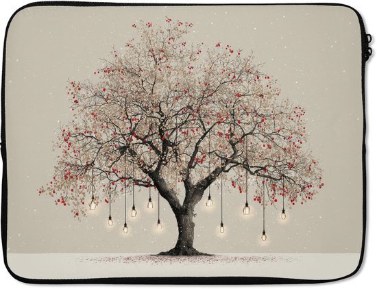 Housse de laptop 15.6 pouces - Lichtboom - Hiver - Noël - Multicolore - Housse de laptop - Dimensions intérieures 37x26 cm - Dos noir