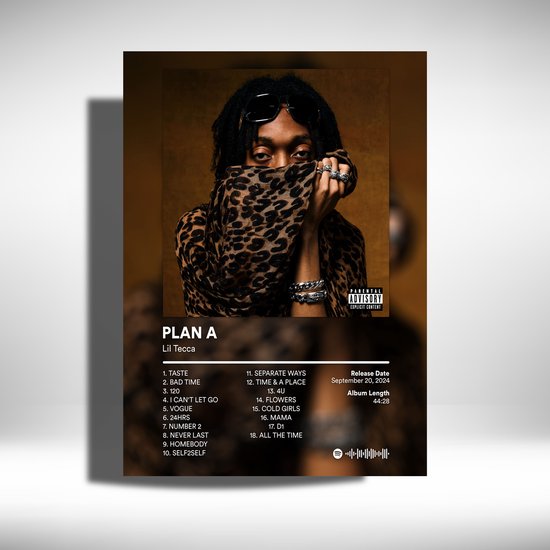 Lil Tecca - Plan A - pochette d'album - poster métal - 30x40cm