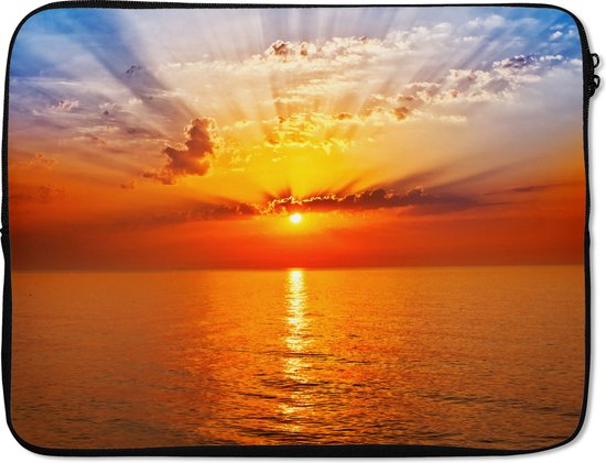 Housse ordinateur 15,6 pouces - Coucher de soleil - Mer - Ciel - Oranje - Horizon - Water - Housse ordinateur - Dimensions intérieures 39,5x29,5 cm - Dos noir