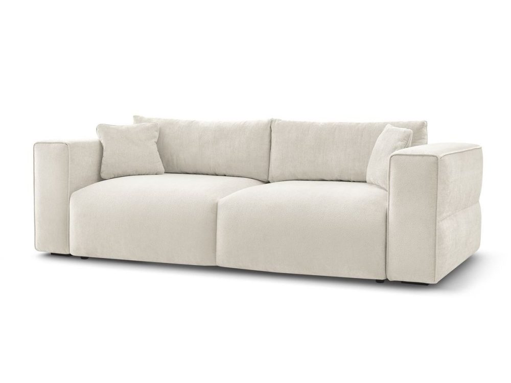 Canape droit convertible coffre EZECHIEL tissu lisse