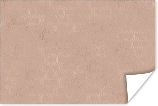 Luxe motif de petits hexagones en or rose sur fond rose 90x60 cm