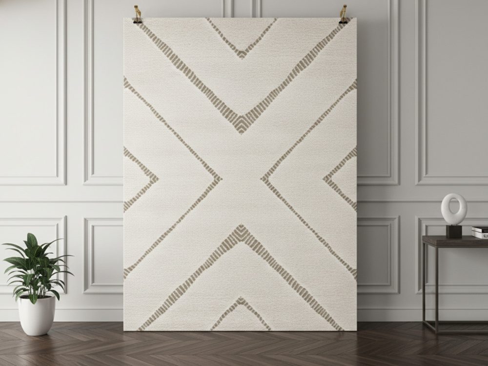Tapis poils ras RACHIDA motif graphique – Image 2