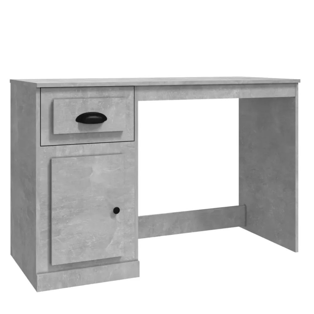 Desk with Drawer Concrete Grey 115x50x75 cm Engineered Wood – Image 2