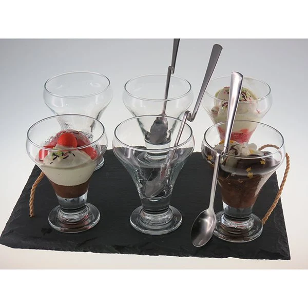 Coffret 6 coupes à glace et 6 grandes cuillères coudées Lebrun