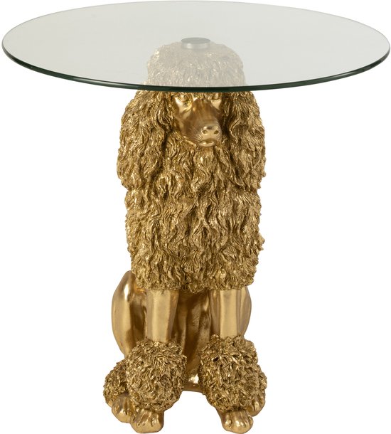 J-Line table d'appoint Caniche Rond - polyrésine - or