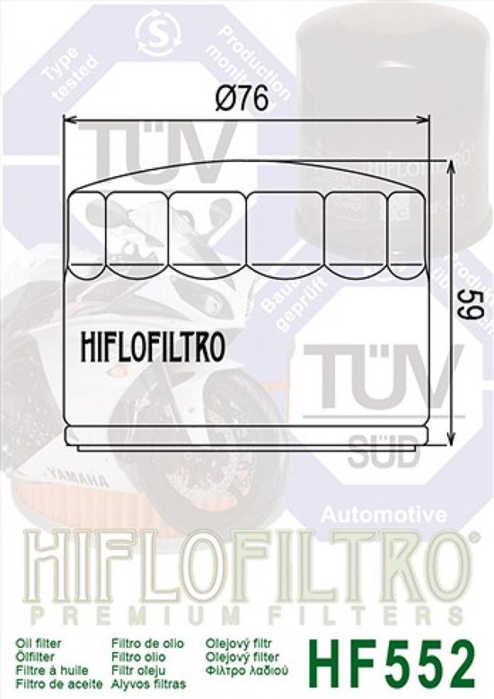 Filtre à huile Hiflofiltro pour Moto Moto Guzzi 1000 S 1989 à 1993 Neuf