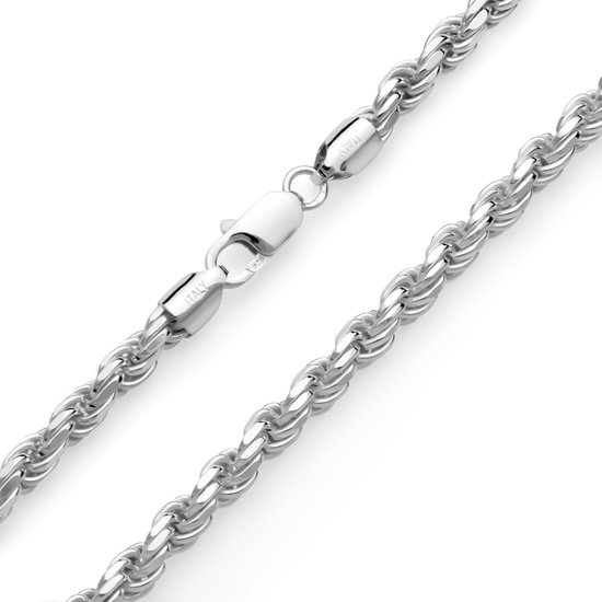 JUXE24-Chaîne cordon-chaîne corde-argent massif 925-6 mm de large-80 cm de long-87,5 grammes-coupe