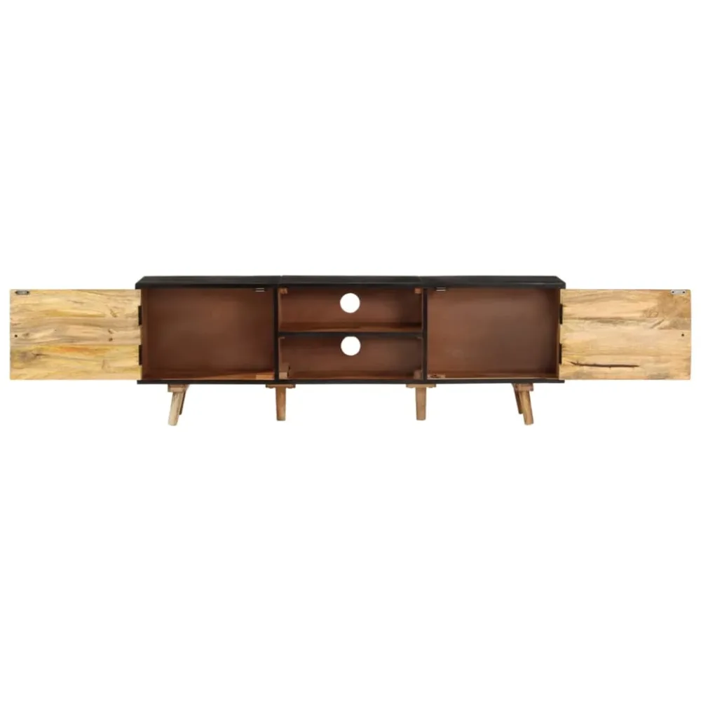 TV Cabinet 140x30x46 cm Rough Mango Wood and Solid Acacia Wood – Image 3