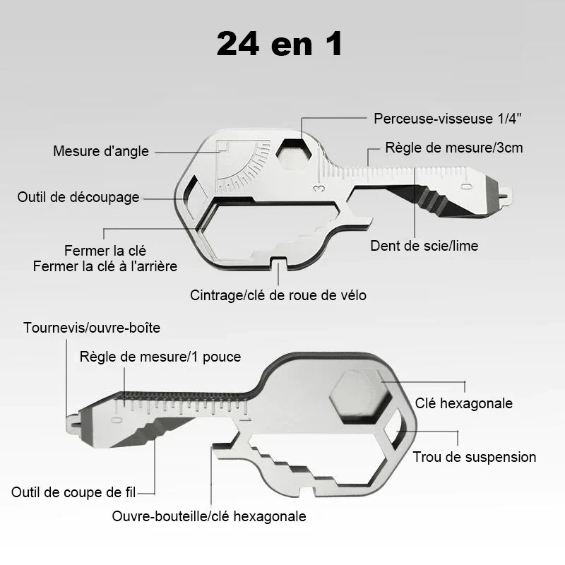 Outil de clé portable multifonctionnel 24 en 1