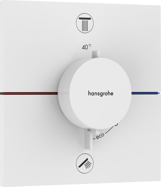Mitigeur thermostatique encastré, 2 sorties, blanc mat