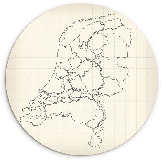 Illustration d'une ancienne carte des Nederland Assiette en plastique cercle mural ⌀ 150 cm XXL / Groot format!