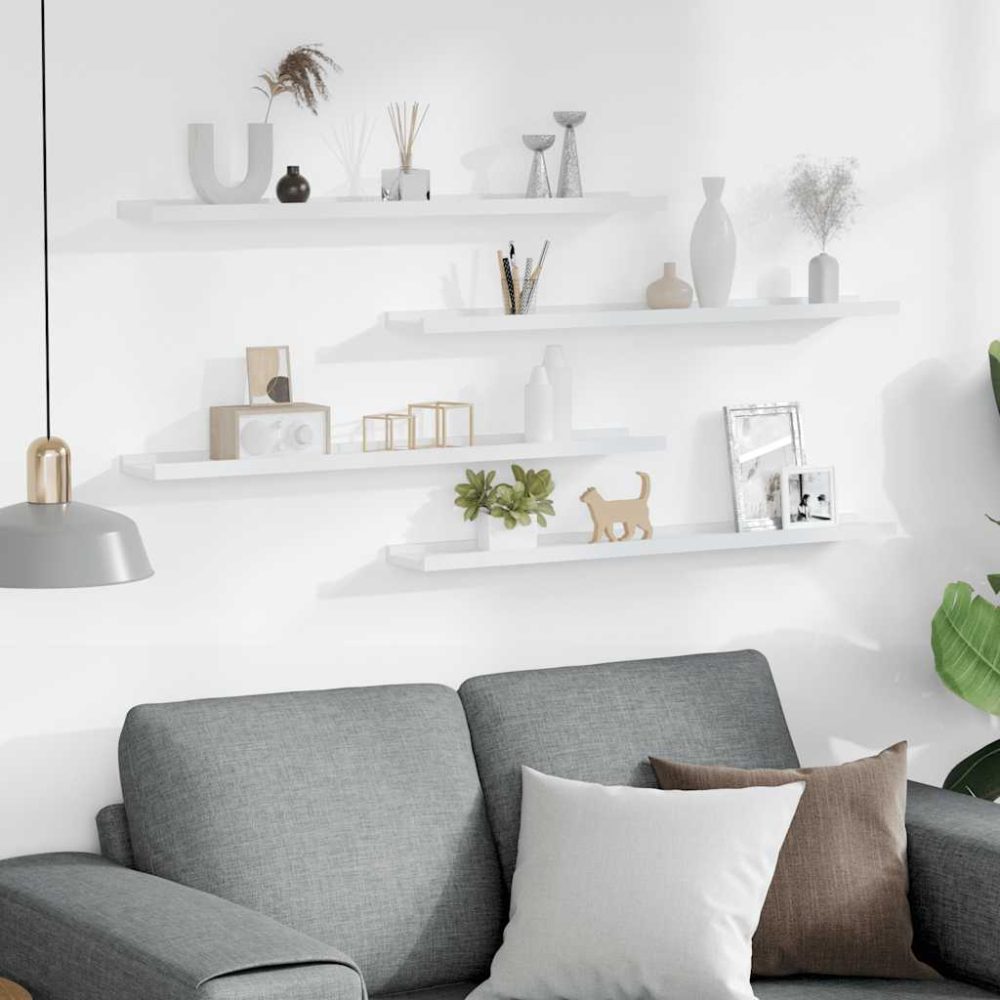 Wall Shelves 4 pcs White 80x9x3 cm – Image 3