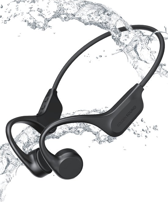 Golden Sound Wave - Écouteurs à conduction Bone - Écouteurs de sport - Écouteurs sans fil - Résistants à l'eau - Écouteurs de Sport - Carte mémoire interne de 32 Go - Convient à tout ordinateur portable et smartphone
