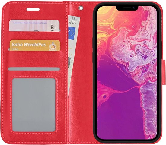 iPhone 13 Mini Case Bookcase - iPhone 13 Mini Case Flip Case Book Cover - iPhone 13 Mini Case Book Case Rouge
