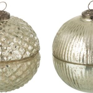 J-Line bougie parfumée Boule De Noël – verre – argent – small – 2 pcs J-Line bougie parfumée Boule De Noël – verre – argent – small – 2 pcs