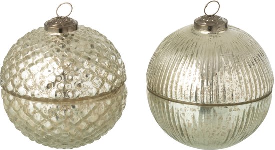 J-Line bougie parfumée Boule De Noël - verre - argent - small - 2 pcs