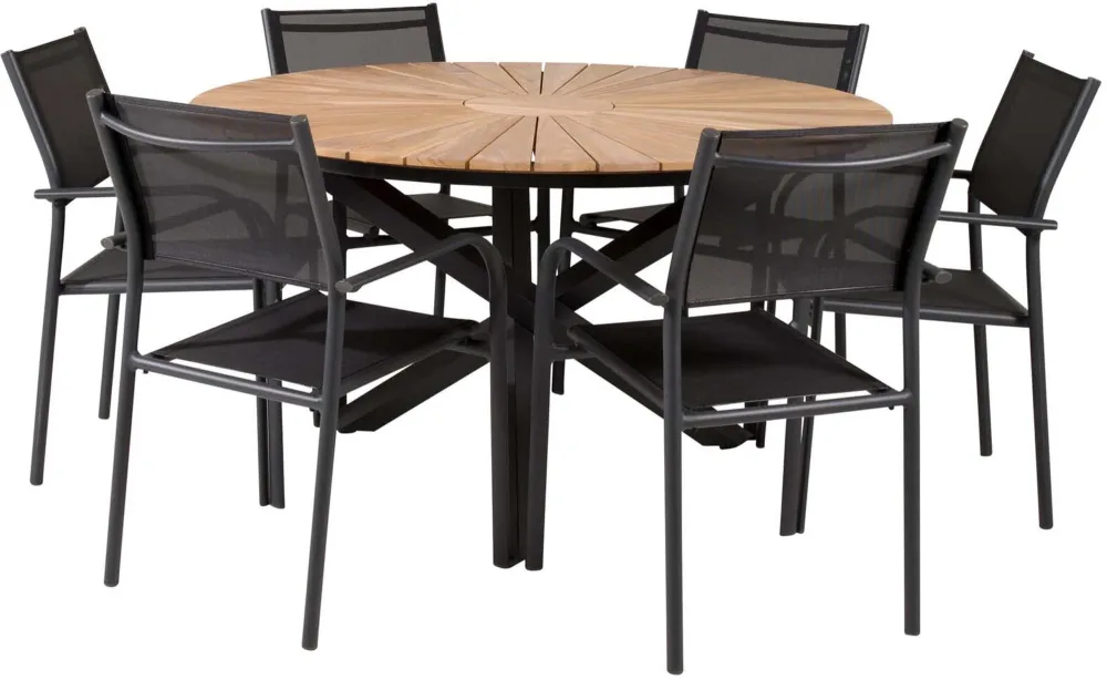Mexiko Outdoor-Tischset + Santorini ⌀140cm/6St.