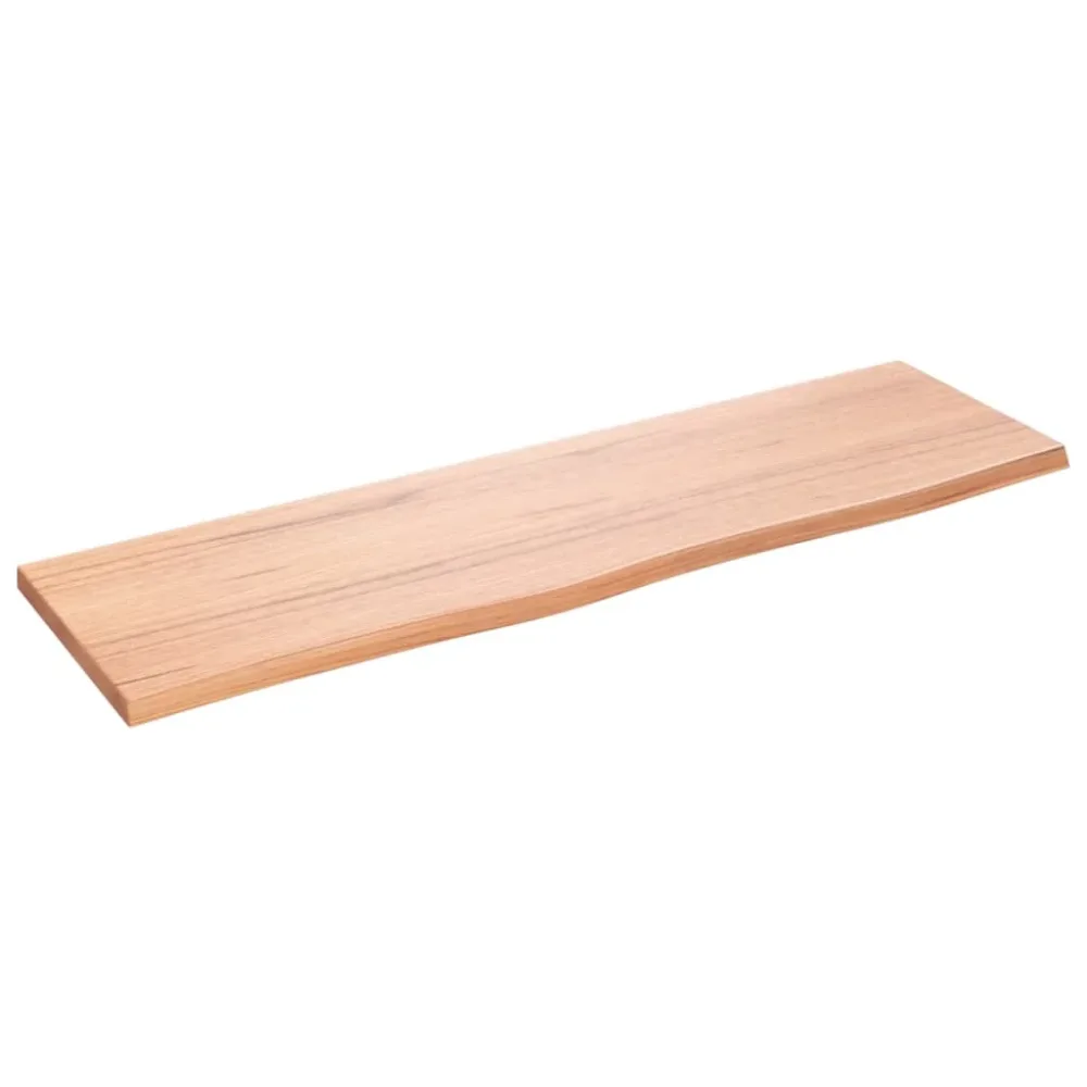 Wall Shelf Light Brown 100x30x2 cm Treated Solid Wood Oak – Image 2