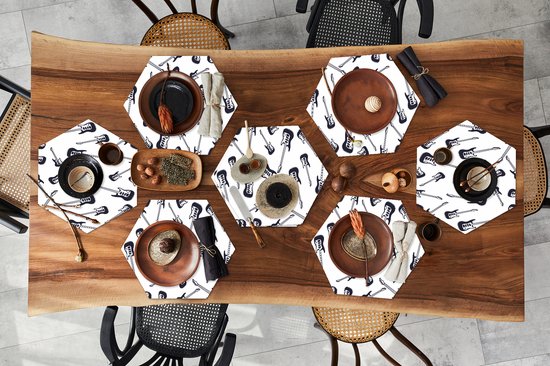 Napperons de table hexagon - Sets de table - Set de table hexagone - Adolescent - Guitare - Musique - Motifs - 8 pièces