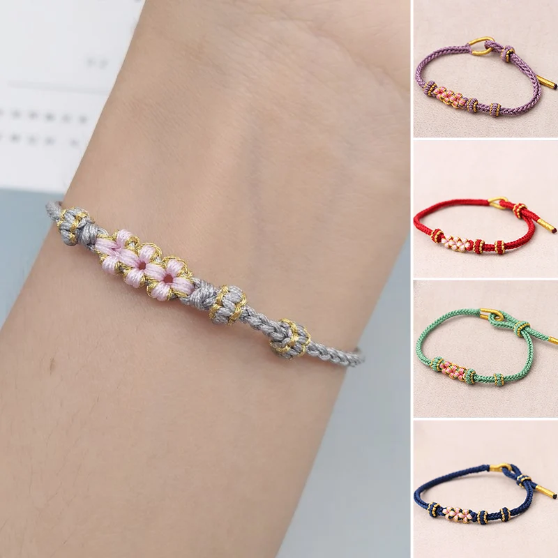 Bracelet tressé réglable Peach Blossom Bracelet tressé réglable Peach Blossom