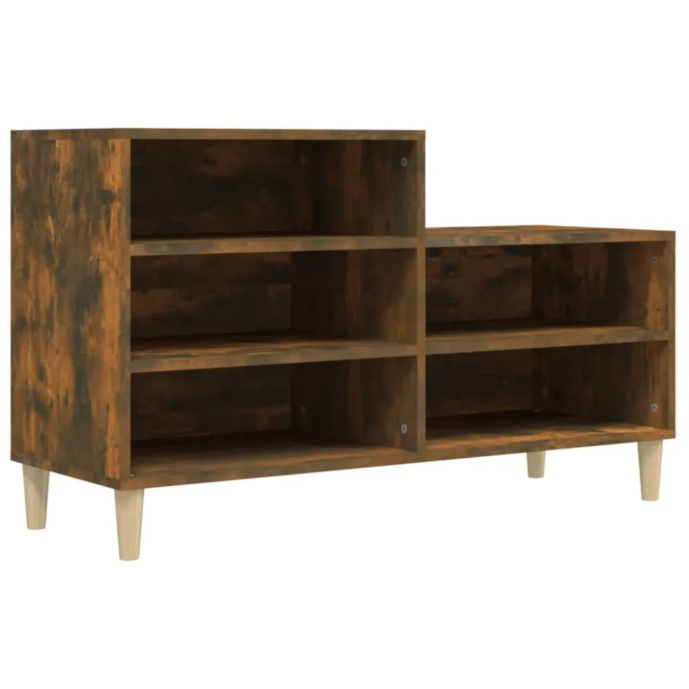 Shoe Cabinet Smoked Oak 102x36x60 cm Engineered Wood – Image 2