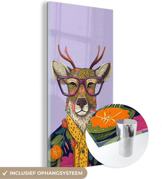 MuchoWow® Peinture sur verre 40x80 cm - Peinture acrylique sur verre - Animaux - Fleurs - Verres - Hippie - Photo sur verre - Peintures