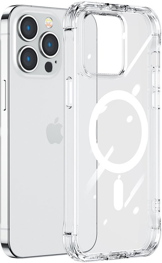 Joyroom - Magnétique - Coque magnétique Defender pour iPhone - 14 - Plus - blindée - avec - support à crochet - transparente - (compatible - avec - MagSafe)