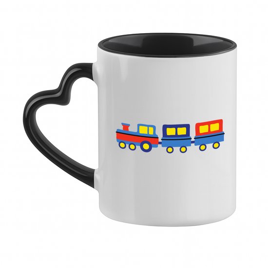 Hacebo® - Tasse à café train avec anse en forme de cœur noire - Conducteur de train - passionnés de train - tasse à thé - tasse à café - conducteur - véhicule - tasse à café - 330 ML