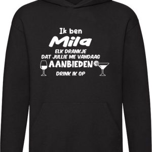 Je suis Mila, chaque boisson que tu m’offres aujourd’hui je boirai sur Hoodie | anniversaire | anniversaire | partie de bachelorette | présent | Nom | Pull | Sweat | Capuche Je suis Mila, chaque boisson que tu m’offres aujourd’hui je boirai sur Hoodie | anniversaire | anniversaire | partie de bachelorette | présent | Nom | Pull | Sweat | Capuche