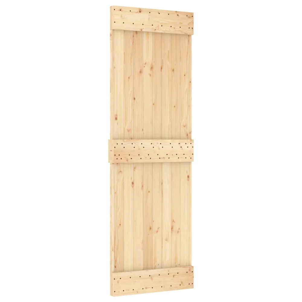 Sliding Door Natural and White 70 x 210 cm Solid Pine Wood – Image 3