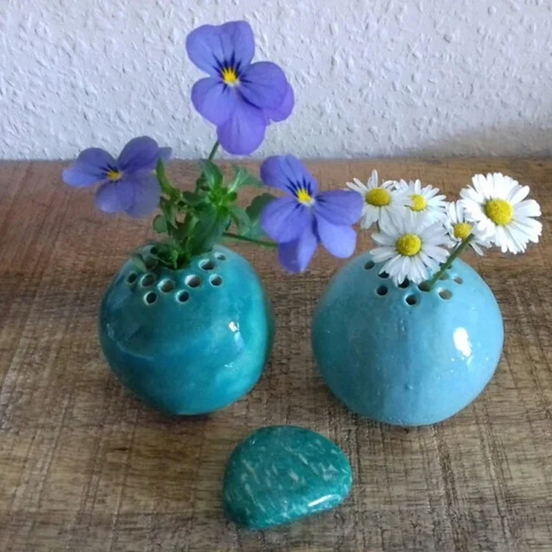 Décoration de table en pierre de fleur de vase faite à la main – Image 3
