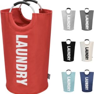 Grand panier à linge, sac à linge pliable avec poignée, contenance 90 litres, rouge, 79 cm x 38 cm Grand panier à linge, sac à linge pliable avec poignée, contenance 90 litres, rouge, 79 cm x 38 cm
