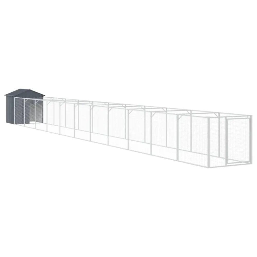 Dog House with Roof Anthracite 117x1221x123 cm Galvanised Steel – Image 2