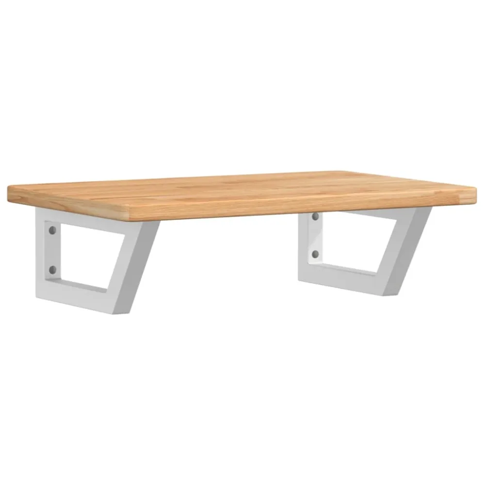 Basin Shelf Wall Mounted Steel and Solid Wood Oak – Image 2