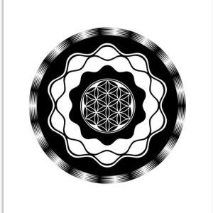 Illustration d’un mandala noir et blanc avec des vagues 120×180 cm XXL / Groot format! Illustration d’un mandala noir et blanc avec des vagues 120×180 cm XXL / Groot format!