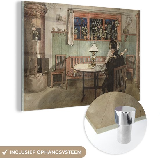 MuchoWow® Peinture sur verre 90x60 cm - Peinture acrylique sur verre - Quand les enfants sont couchés - Carl Larsson - Photo sur verre - Peintures